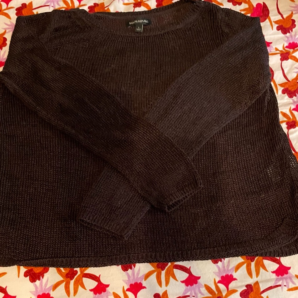 Banana Republic Beautiful rich chocolate brown mesh sweater size Large